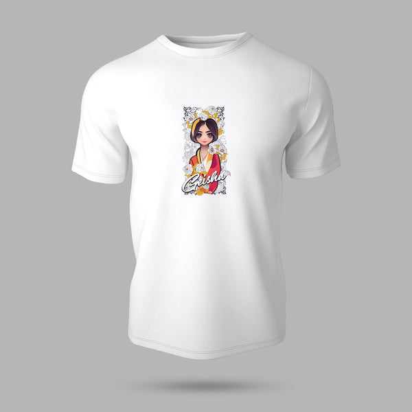 Geisha with flowers tshirt design Graphic T-Shirt for Men/Women